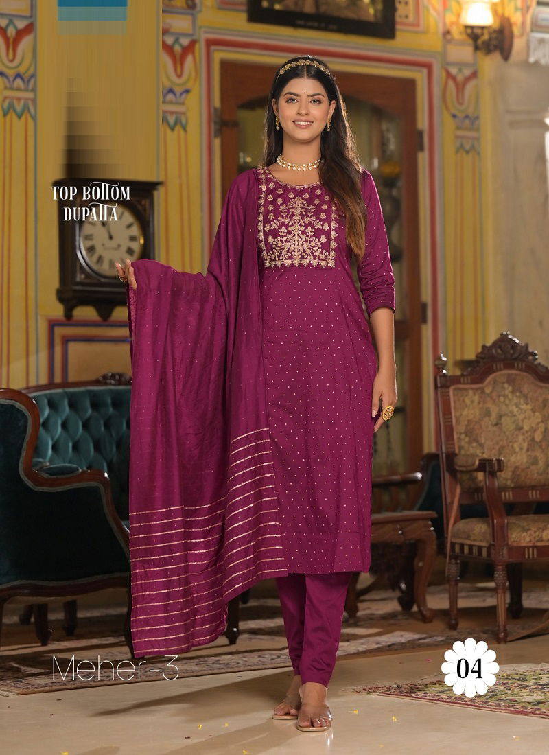 Kaya Meher Vol 3 Designer Readymade Suits Catalog
